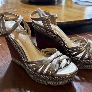 ANTONIO MELANI Metallic Strappy Wedges